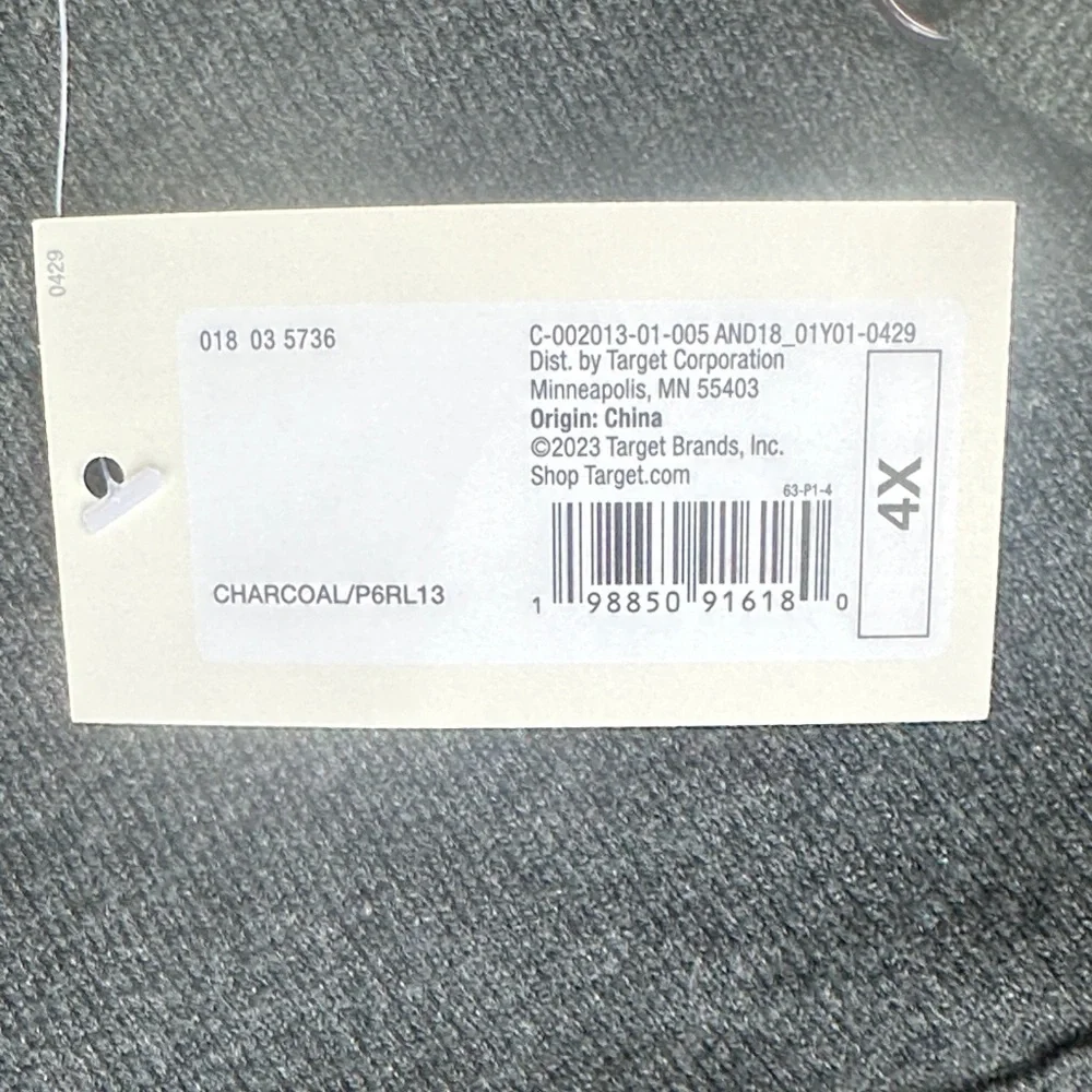 Charcoal Pleated Midi Sweater Dress - A New Day NWT Size 4X - Picture 7 of 7